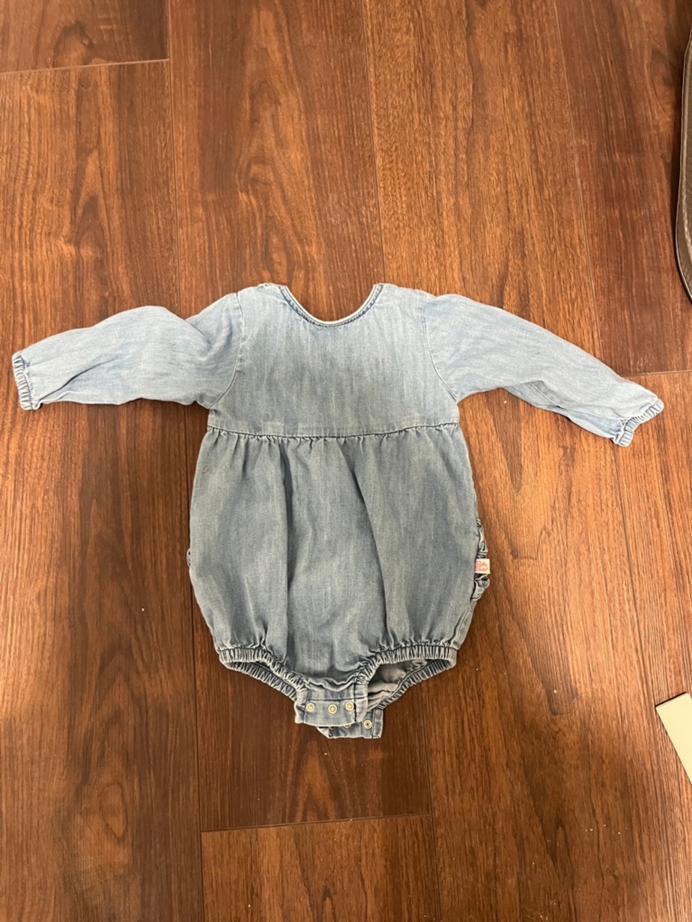 Ruffle Butts Light Denim Blue Long Sleeve One-Piece